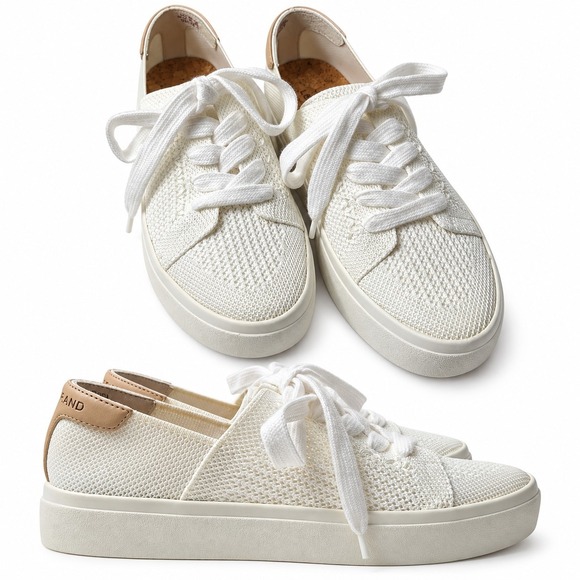 Lucky Brand Shoes - LUCKY BRAND "Tenuda" Sneaker Sz 6M White Breathable Knit Lace-Up Tan Heel Tab
